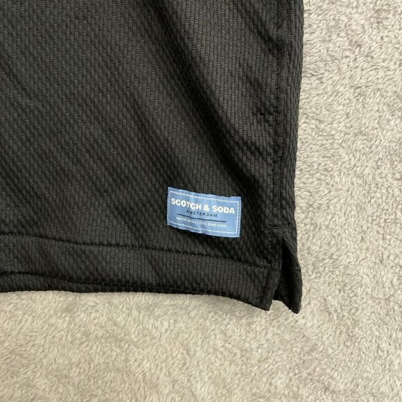 NEW Scotch & Soda Men's L Black Short Sleeve Button-Up Shirt Textured - Picture 12 of 13